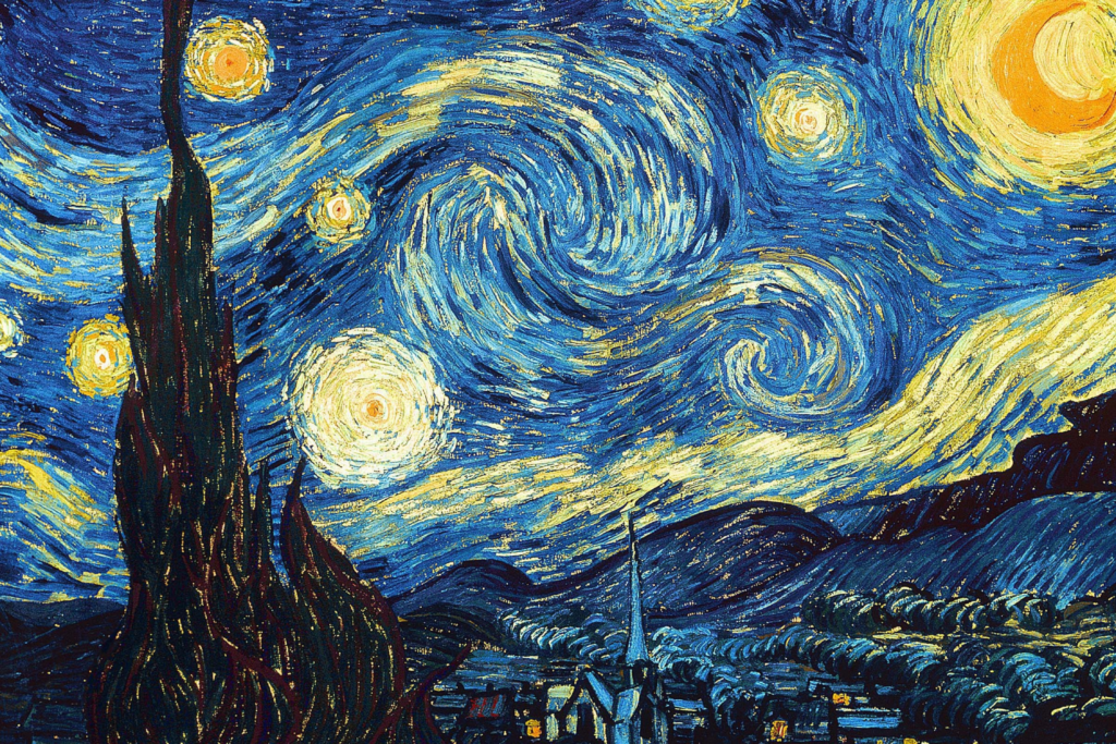 Oil painting of Starry Night by Van Gogh