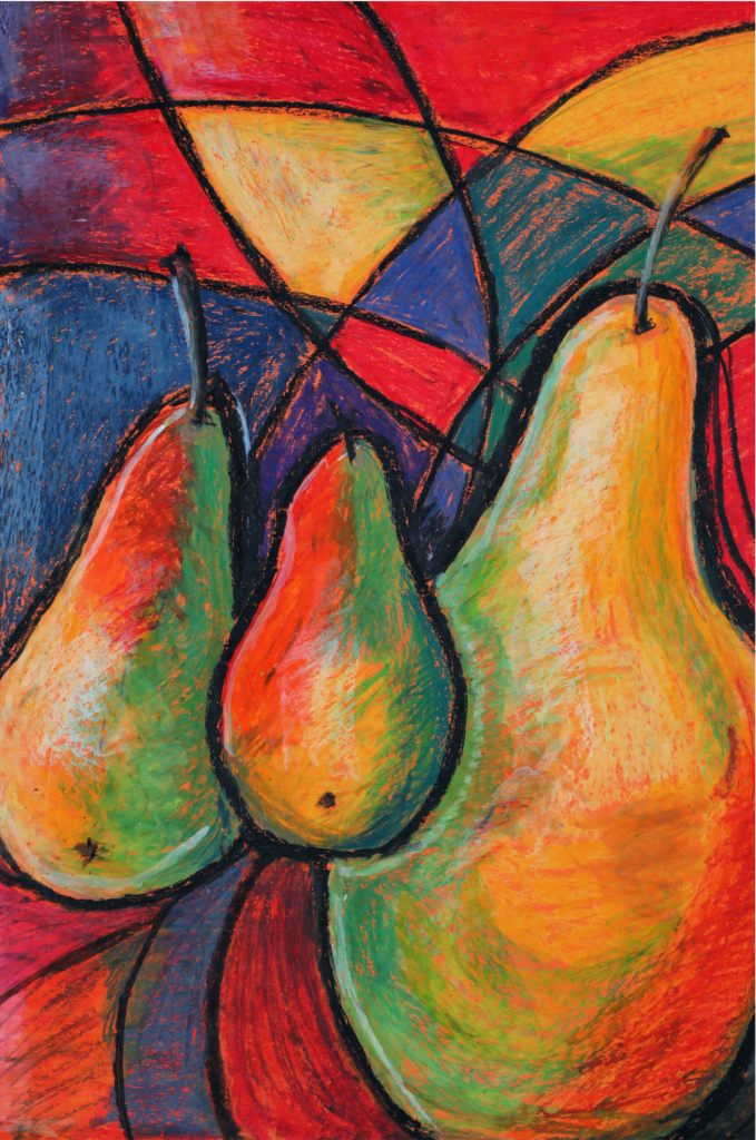 pastel artwork of pears