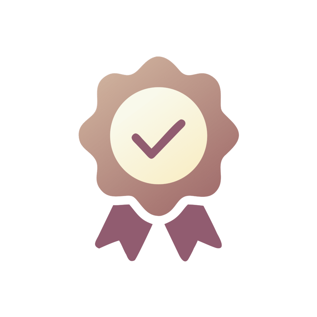 minimal line art badge with a checkmark and ribbon 1